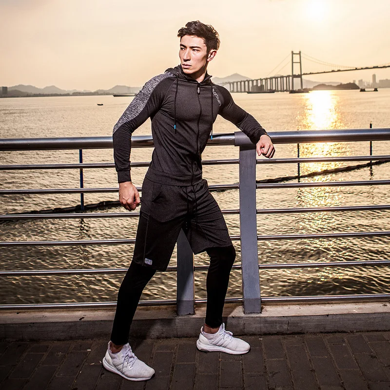 

New Style Workout Clothes Sports Set Men Basketball Shorts Fashion Outdoor Sports Coat Two-Piece Set