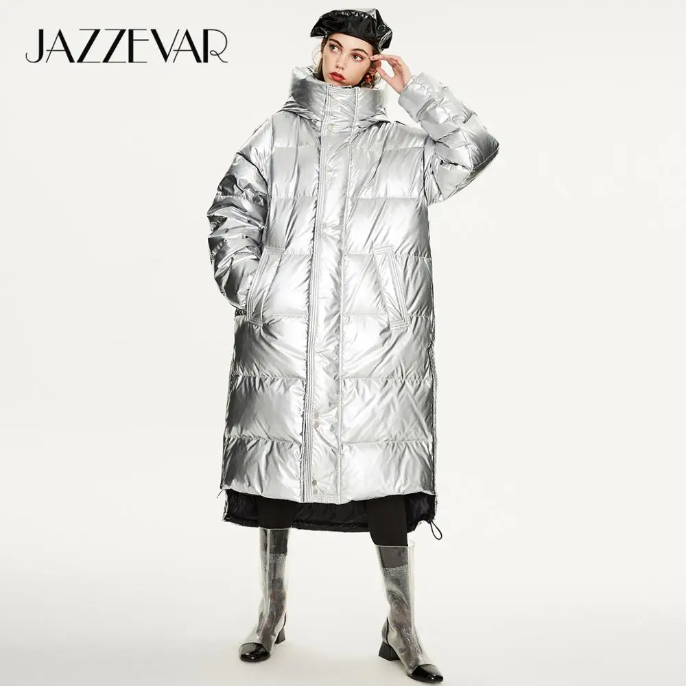 Kopen JAZZEVAR 2019 Winter nieuwe aankomst vrouwen donsjack bovenkleding kwaliteit losse kleding mode stijl lange winterjas vrouwen Y9047