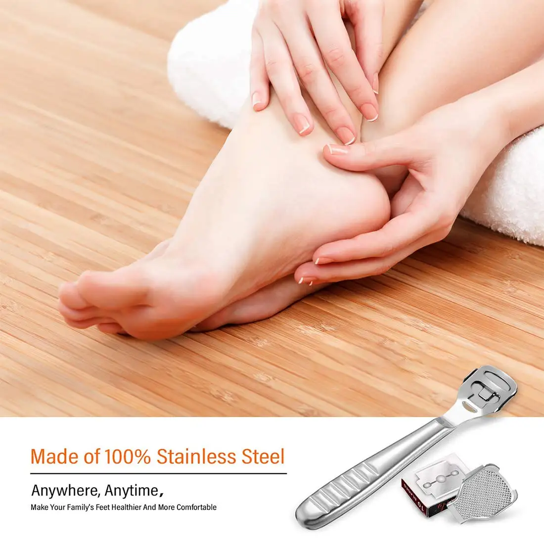 Foot Callus Shaver Heel Hard Skin Remover Hand Feet Pedicure Razor Tool Shavers Stainless Steel Handle 10 Blades Foot Care Tools