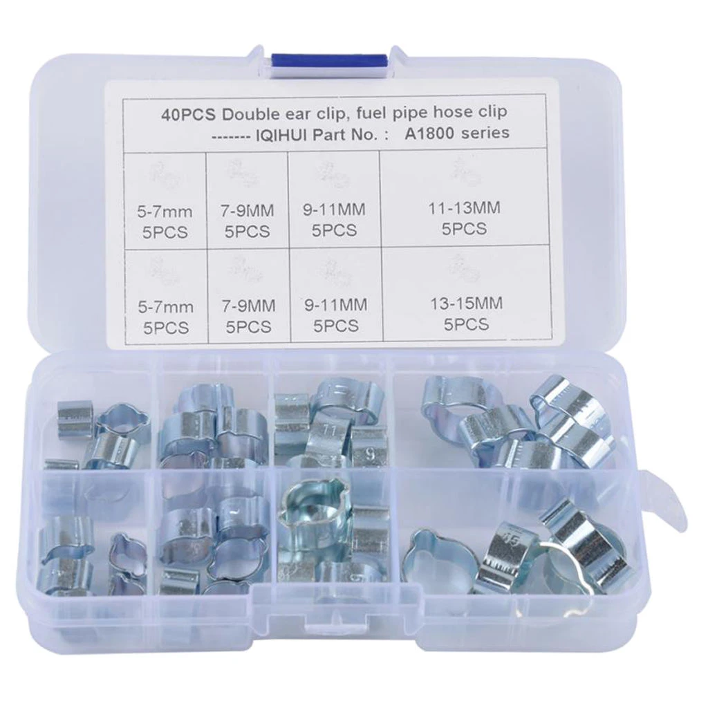 Small HOSE CLAMP Assortment Oil Fuel Lines Injection Controls 5-Sizes 40-Pieces Small HOSE CLAMP Assortment Oil Fuel Lines Injection Controls 5-Sizes 40-Pieces