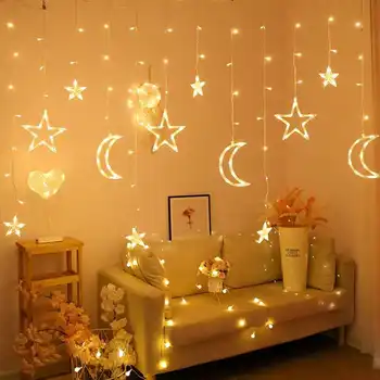 

Christmas Fairy Lights Festoon Led String Lights Star Garland on Window Curtain Indoor Tree Decoration Halloween Wedding Light