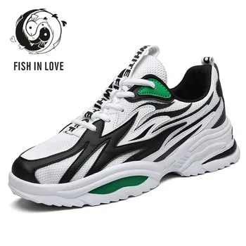 

FISH IN LOVE Size Men's Fashion Sneakers Style Lightweight Breathable Men Shoes Casual Chunky Trainers Male Footwear GY263