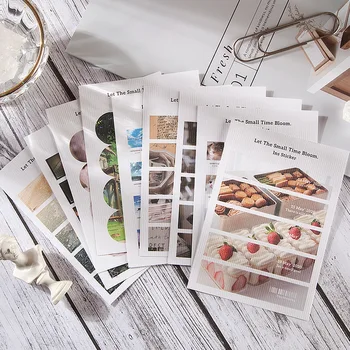 

Street Special Paper Adhesive Paper Let Small Time Bloom Series INS-Style Hand Account DIY Decorative Stickers 6 Sheets into 8-