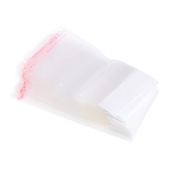 

100Pcs/Set Plastic Packing Bag Transparent Self Adhesive Jewelry Seal 7x13cm