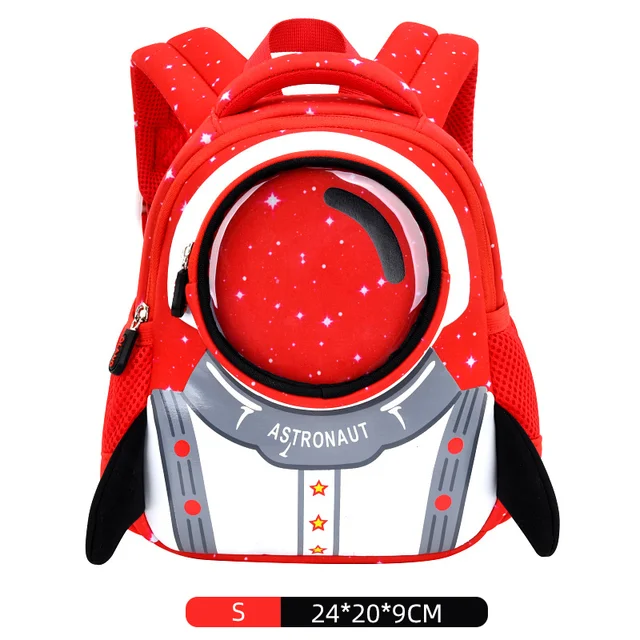 GREATOP 2021 New 3D Rocket Kids Backpack Anti-lost Astronauts School bags Waterproof Cartoon Girls Backpack Mochila Infantil Red S