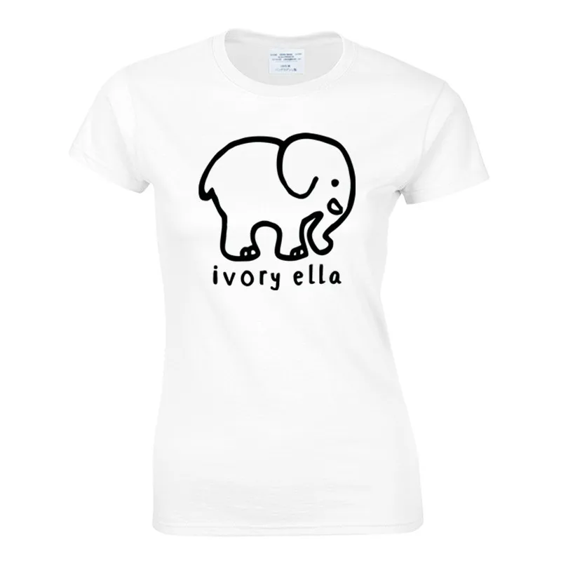

2019 Summer New Ivory Ella Letter Elephant Pattern Casual Cotton T-Shirt Popular Shirts Tshirt Summer Style Tops