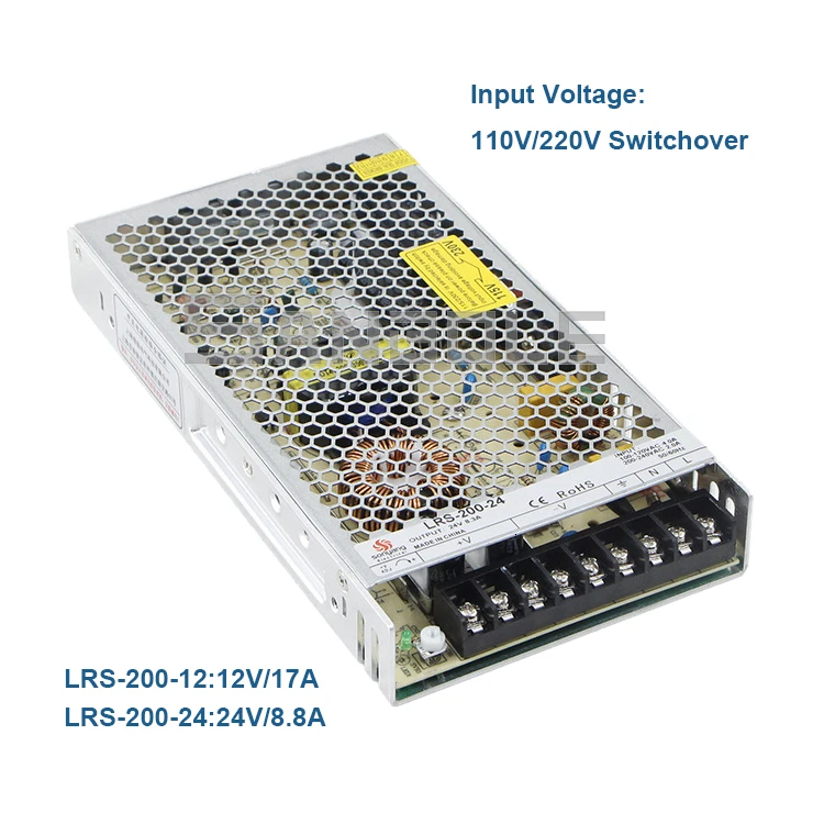 LRS-200-24 ультра-тонкий режим переключения питания DC 200W 24V8. 8A Алюминиевый металлический корпус проводящий