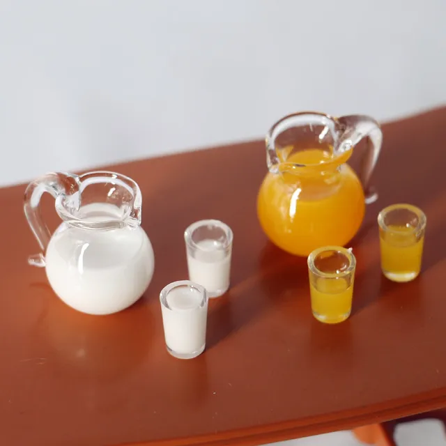 Dollhouse Miniature 1/6 Scale Orange Juice Milk Pot for Blyth OB11 BJD Dolls Kitchen Play Toys Accessories 3