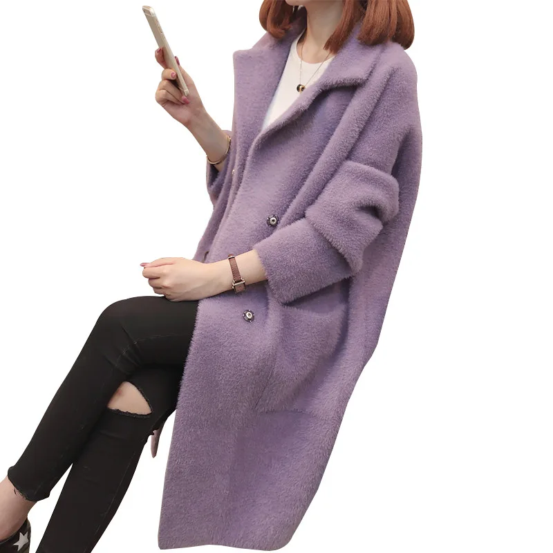 Женское пальто с длинным соболиным мехом, Женская куртка выше колена, Новая меховая куртка LSC003