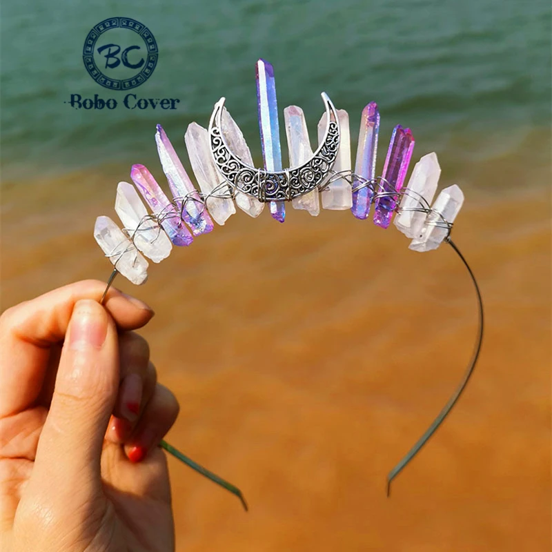 Multicolored Crystal Round Tiaras Wedding Crown Bridal Headdress Rhinestone Diadem Head Hair Accessories Fashion Luxury Jewelry