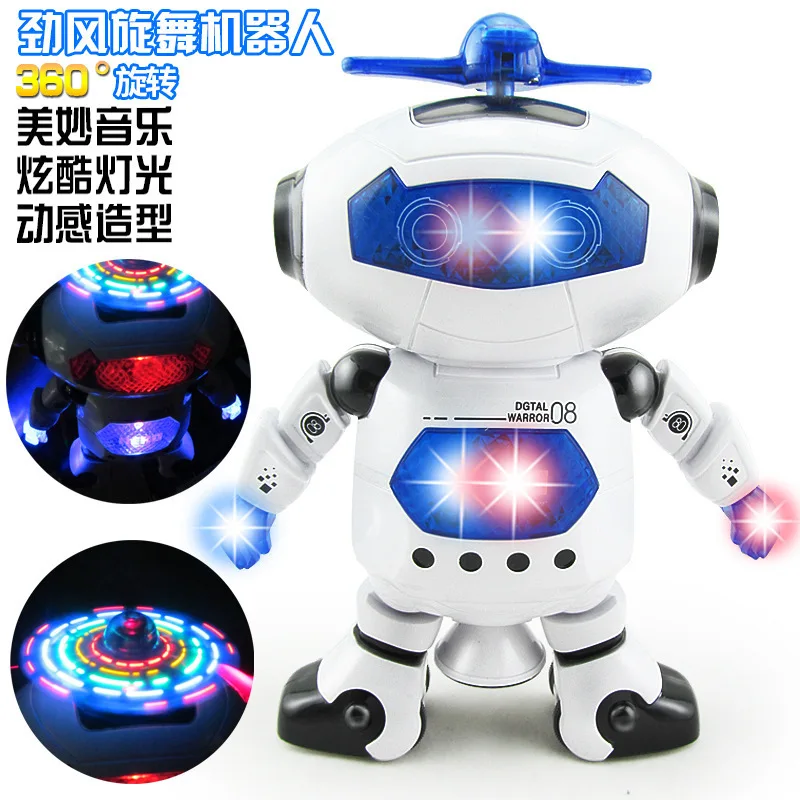 

New Style Space Dancing Electric Robot 360-Degree Rotating Light And Sound Infrared Stall Hot Selling Toy