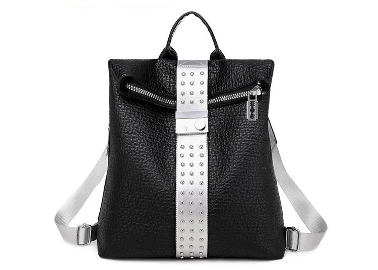 Модный Европейский и американский ретро рюкзак из мягкой кожи с блестками, Женский персональный рюкзак с замком, большой рюкзак для отдыха и путешествий - Цвет: silver-1