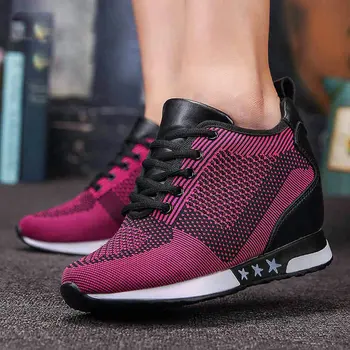 

Women Casual Shoes Chaussure Femme Platform Shoes 2019 Height Increasing 8cm Mesh Wedges Platform Sneakers shoes A11-22