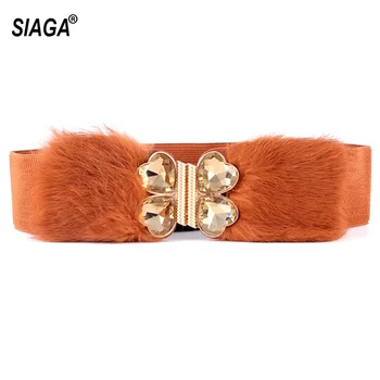 

New Fashion Waistband Belts Overcoat Decorative Women's Winter Down Garment Belt Cummerbunds for Women Rabbit Fur FCO212