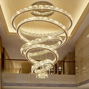 

Modern chandelier lighting large staircase LED crystal chandeliers round ring light fixtures home decoration cristal lustre