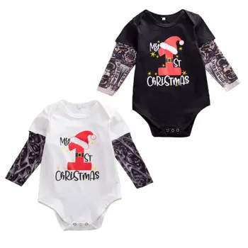 

New My 1st Christmas Kid Baby Girls Boys Long Sleeve Cotton Romper Jumpsuit Outfit Clothes