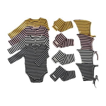 

3pcs Autumn Baby Boys Girls Clothes Set Striped Long Sleeve Tops Kids Casual High Waist Pants Suit Toddler Home Clothing Set
