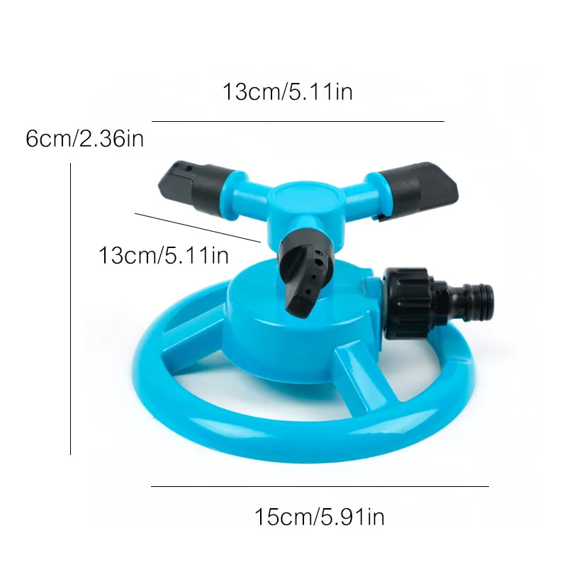 Garden Sprinklers 360 Degree Automatic Watering Grass Lawn Fully 3 Nozzle Circle Rotating Irrigation System