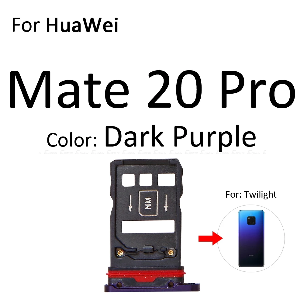 Micro SD sim-карта слот, разъем для лотка адаптер Коннектор кард-ридера для HuaWei mate 20 Pro X 20X Lite контейнер держатель запасные части - Цвет: For Mate20Pro Purple