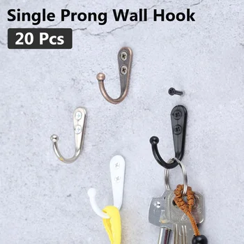 

20pcs Single Prong Hook Mini Size Wall Mounted Retro Cloth Hanger for Coats Hats Towels Keys Clothes Door Hanger Home Decoration