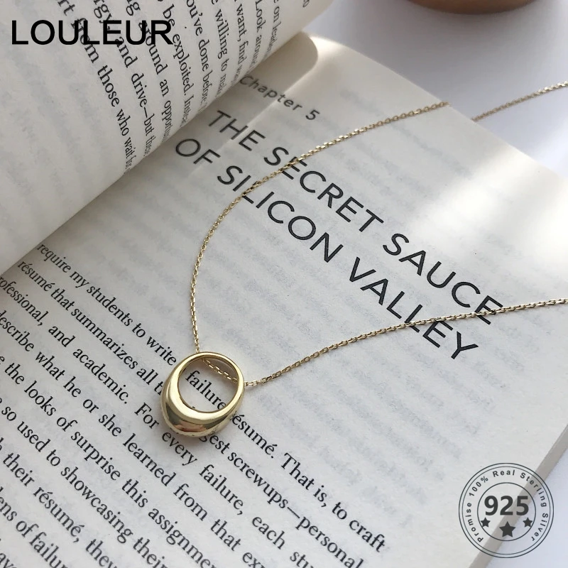 Louleur 925 пробы серебряный круглый кулон ожерелье Женская мода круглый золотой 925 ожерелье для женщин хорошее ювелирное изделие подарок на день рождения