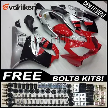 

Custom motorcycle cowl for CBR600F4i 2004-2007 ABS fairing motorcycle panels Injection mold red silver+Gifts