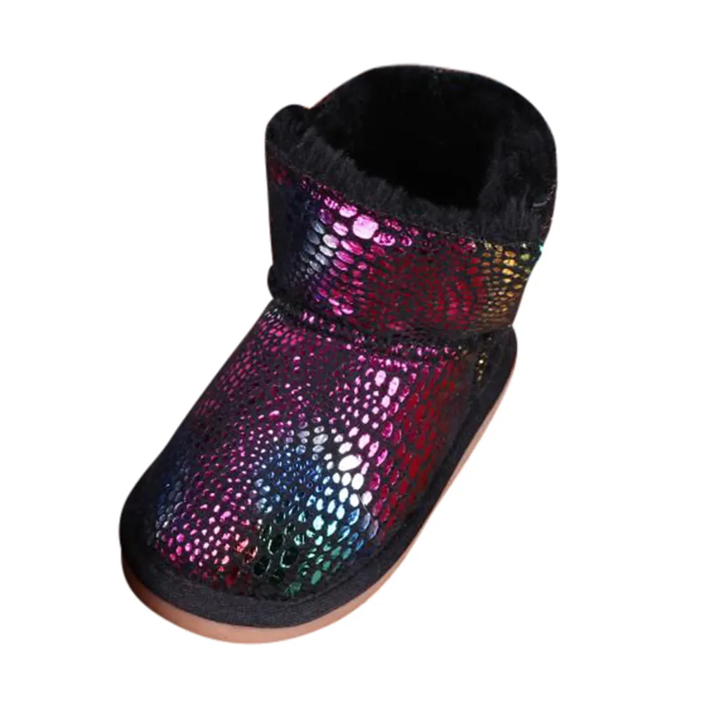 Fashion Cotton Thick Boot Warm Casual Winter Bootie Girls Martin Boots Girls Shoes Autumn Sequins Blings Children Snow Booties