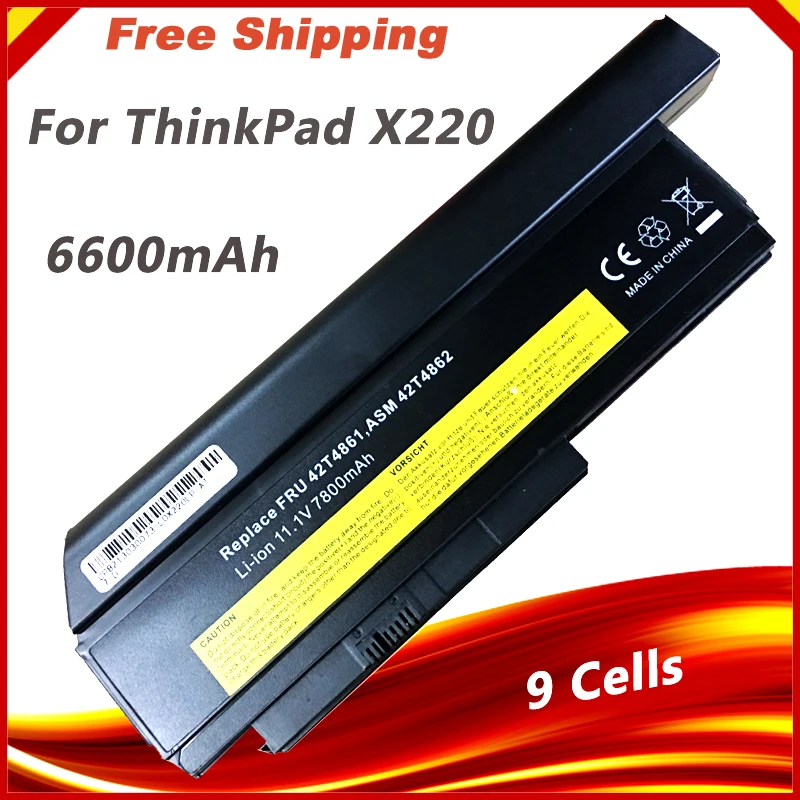 Аккумулятор для ноутбука LENOVO ThinkPad X220 X220i Series 42Y4874 42T4901 42T4902 42Y4940 7800 мАч 9 ячеек |