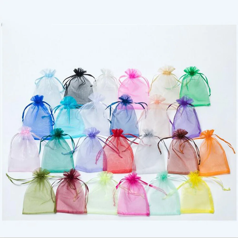 50pcs/Lot 7x9 9x12 10x15cm Organza Bag Jewelry Packaging Wedding Party Decoration Favors Drawable Gift Bags & Pouches vintage Jewelry Packaging & Displays Jewelry Packaging & Displays