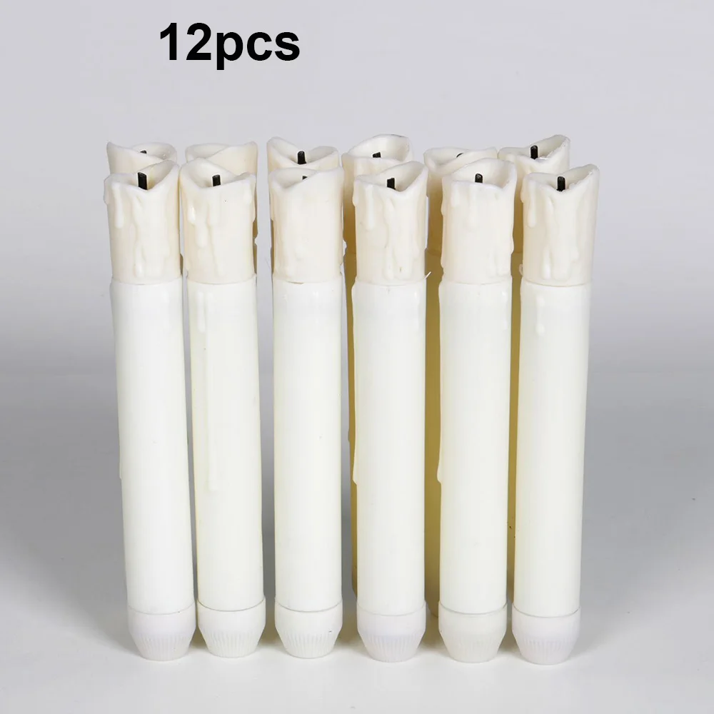 Lamp cap model 12 шт. беспламенный светодиодный конус искусственные свечи длинный светодиодный свечи для дома вечерние свадебные дни рождения Рождество праздник церкви украшения D30 - Emitting Color: Lamp cap model
