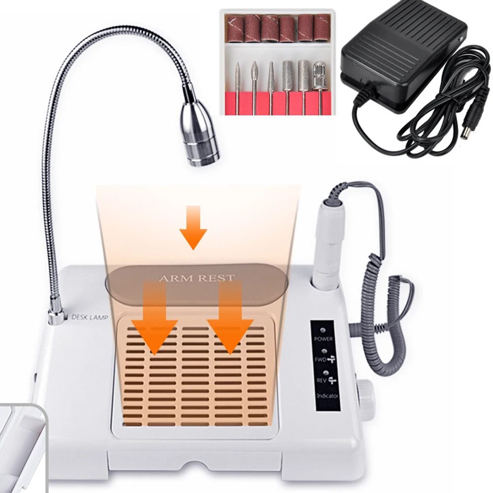 

Biutee Pro 3 in 1 Electric Nail Drill Nail Art Equipment Tools Manicure Dust Collector Suction Machine Salon Nail Machine & Lamp