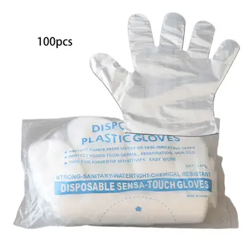 

100Pcs Plastic Disposable Polyethylene Clear Gloves