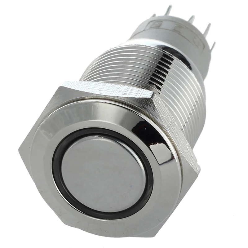 

12V Metal Button Switch Vandal Switch LED 16 mm White New
