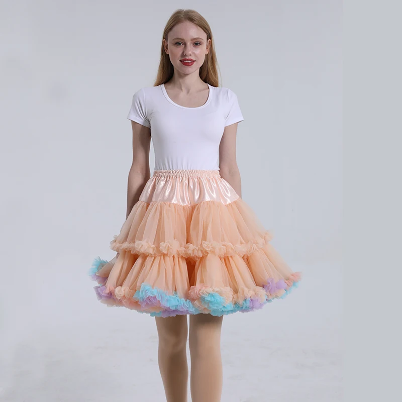 Saia de Tiracolo Rockabilly para Casamento Mulheres de Tule Vestidos de Noiva Longo Saia Tutu Curta Crinolina Casamento Vintage 50cm 3 873A9182 - ??