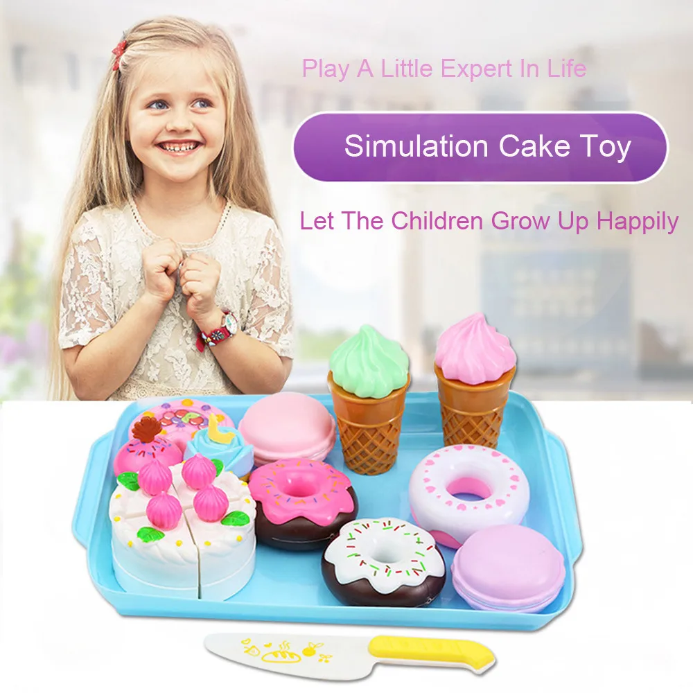 Смешные дети ролевые игры пластиковый десертный торт еда игрушка ролевые игры еда мороженое с днем рождения желаний торт набор игрушка для детей