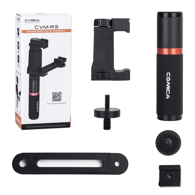 

Comica CVM-R3 Smartphone Video Grip,1/4 External Port for Lights/Microphones, Full Metal Video Rig with Cold Shoe Plate and Widt