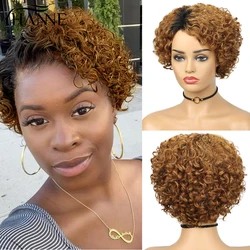 Short Curly Human Hair Wigs Afro Curly Wave Side Part Wig for Women Human Hair perruque cheveux humain Natural Black Blonde Wig