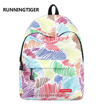 

2020 new printed line middle school student backpack men and women large capacity backpack lightweight breathable schoolbag