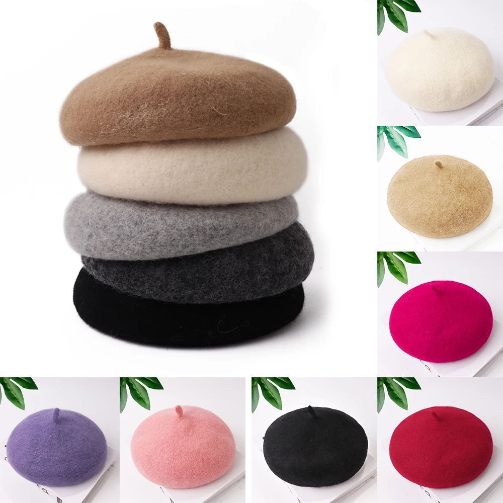 

Candy color wool beret Baby wool hat for girls hat berets Boy Girl Hats 1-4 Years 1pc