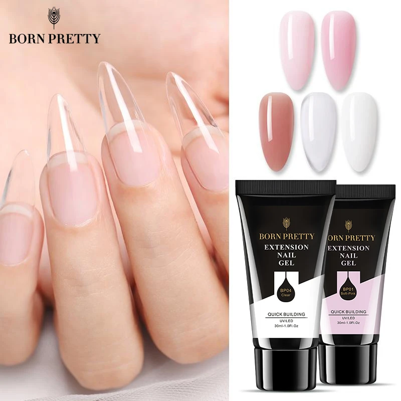 Born Pretty アクリルマニキュア クイックエクステンション ピンクの透明クリスタル Uvディッピング 30ml ネイルジェル Aliexpress