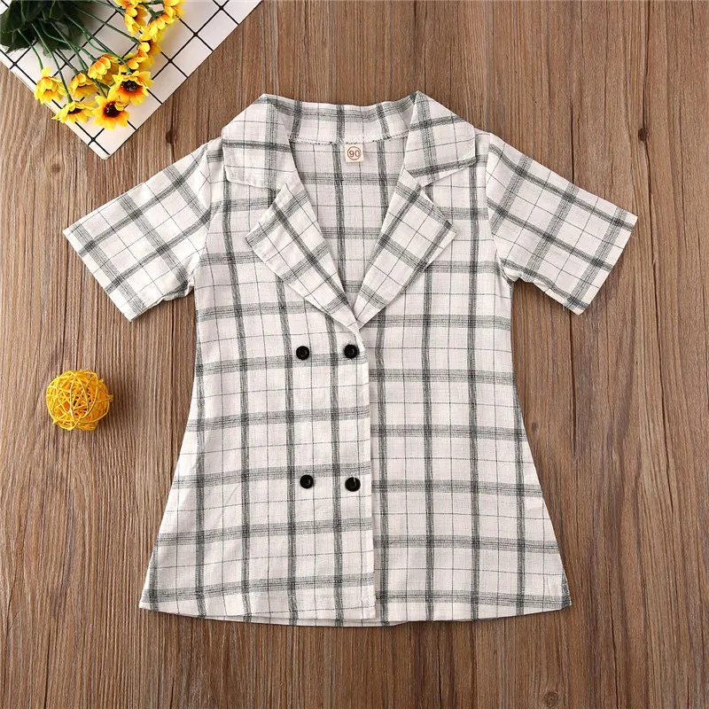 Newborn Kids Baby Girls White Plaid Blouses& Shirts Baby Girl New Style Top Plaid Shirt Dress Baby Girls Short Blouse Belt