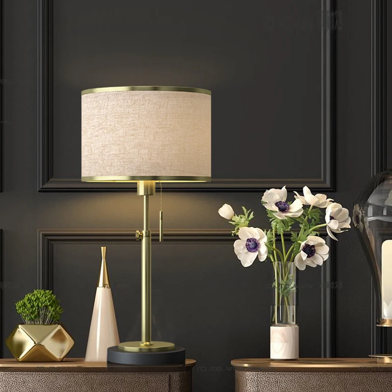 

American LED table lamp simple living room study bedroom zipper bedside lamp creative warm decorative table lamp
