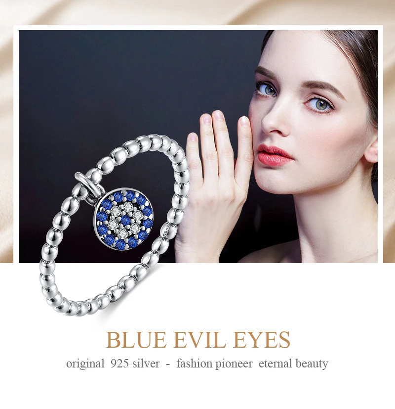 KALETINE счастливый сглаза кольцо 925 пробы серебряные кольца голубые глаза подвеска-Шарм с камнем CZ милое кольцо для женщин Турция ювелирные изделия