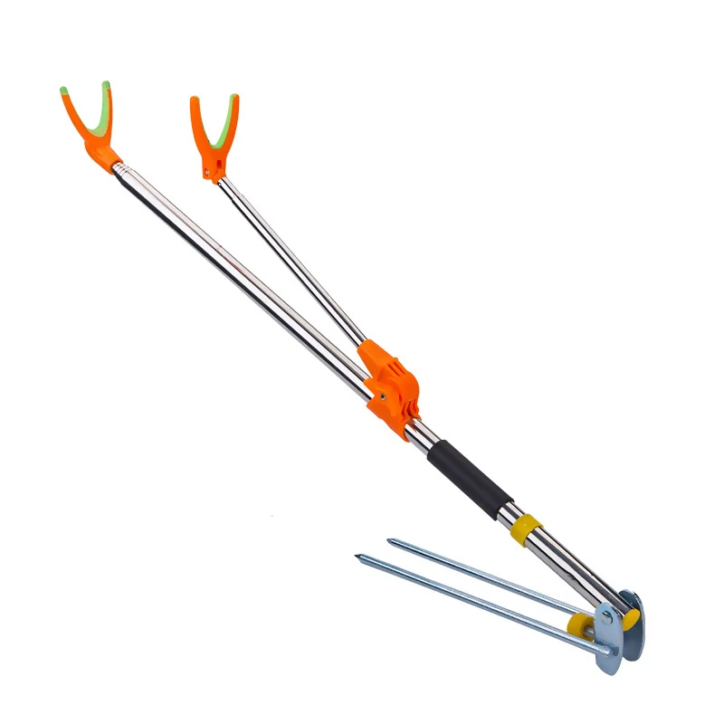 Orange 1.5m Подставка для удочки с кронштейном, регулируемый угол, удочки, держатель 2,1 м, М, двойная поддержка, телескопический рыболовный инструмент, держатель для удочки - Цвет: Orange 1.5m