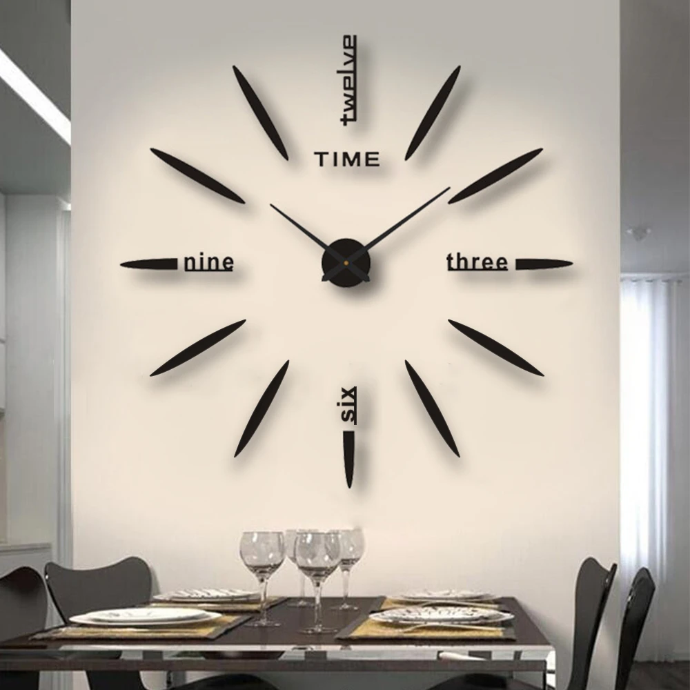 3D Wall Clock Modern Design DIY Acrylic Mirror Sticker Quartz Needle Big Europe Horloge Home Decoration Living Room Watch Clocks