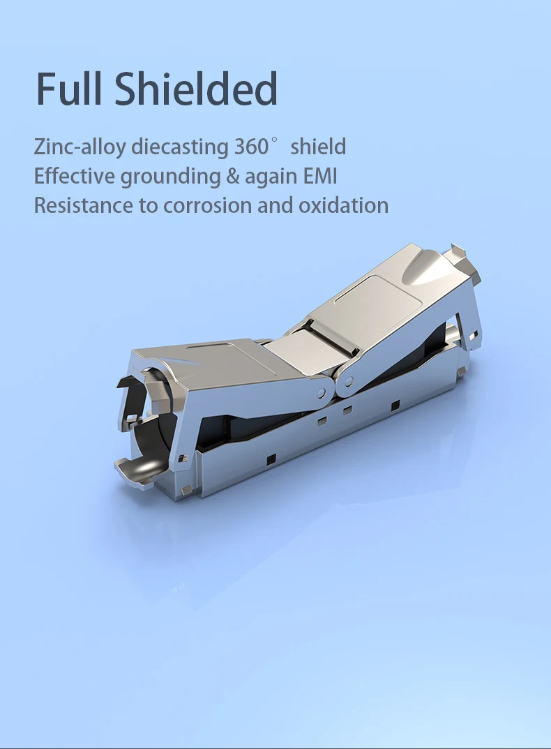 Tool-less RJ45 LAN Cable Extension Connector - Cat5e, Cat6A, Cat7 Network Extender Junction Adapter Description Image.
