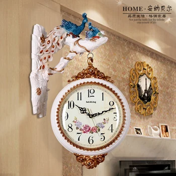 

Art European Wall Clock Creative Double-sided Wall Clocks Mute Wall Watches Relojes Madera Pared Modern Design Home Decor DD60WC