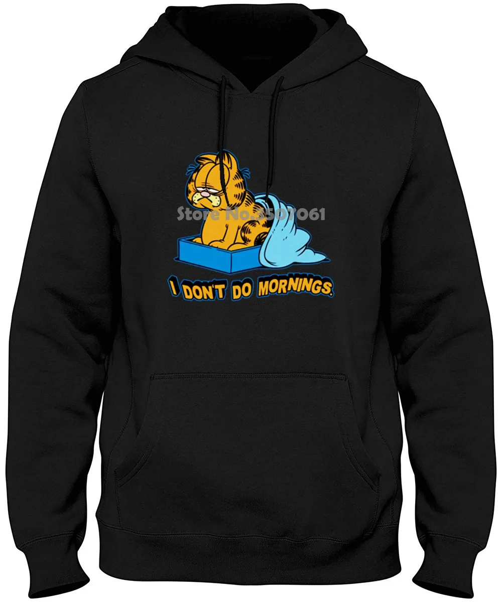 

O-neck Fashion Casual High Quality Print Garfield Men's I Don't Do Mornings Navy Hoodies & Sweatshirts