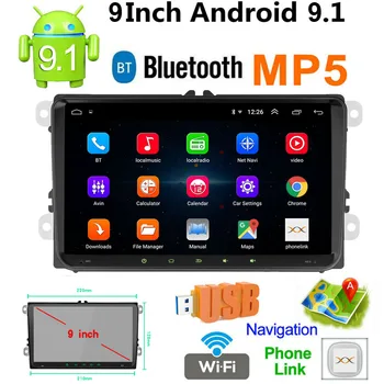 

9" 2Din Android 9.1 Car Radio Multimedia Player GPS Navigation for VW Volkswagen Golf Polo MK5 MK6 Jetta Touran Seat Autoradio