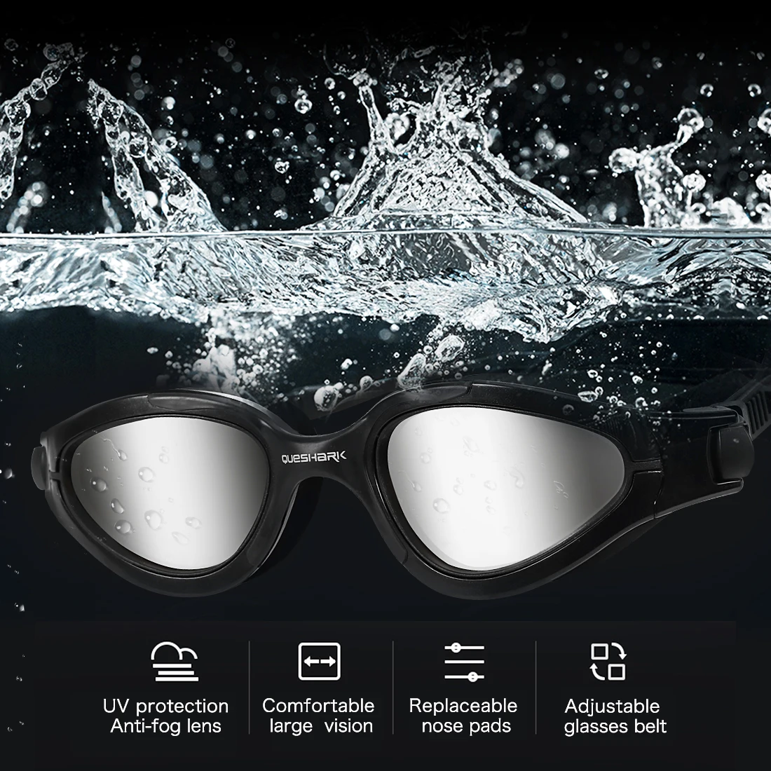 QUESHARK Women Men HD Anti-Fog UV Protection Polarized Swimming Goggles Water Sport Swim Diving Glasses With Portable Box Set swimming goggles,swimming goggle box